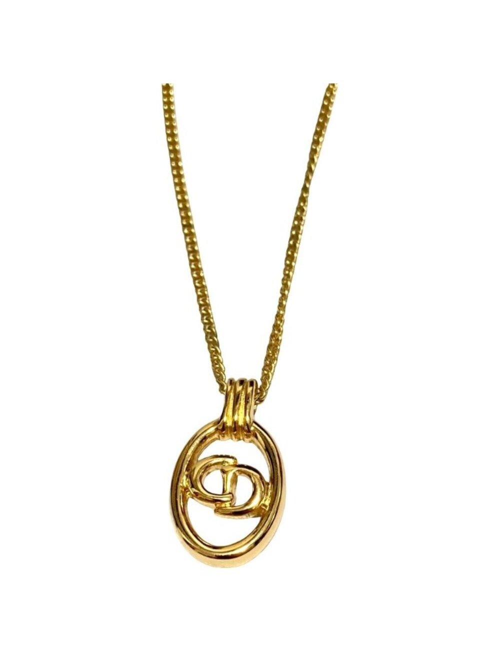 Dior CD Oval Top Necklace Gold Colored